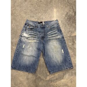 Vintage Rocawear Jean Shorts Men's 36 Blue 13" Inseam Skater Grunge y2k Cyber